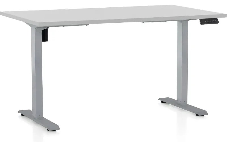Masa inaltime reglabila OfficeTech B, 140 x 80 cm, bază gri, gri deschis
