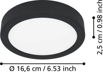 Eglo 901297-LED plafonieră FUEVA LED, 7,5W, 230V, 2700/4000/6500K, Ø16,6 cm, negru
