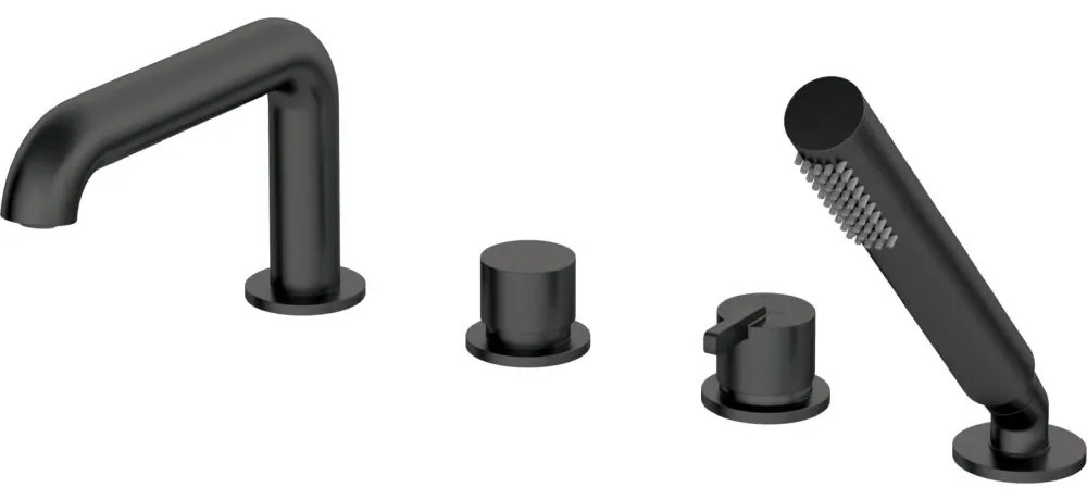 Baterie cada culoare neagra cu 4 orificii, montare pe cada, Deante Silia Negru