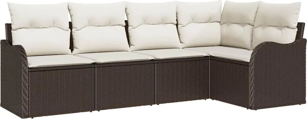 vidaXL Set de canapele pentru grădină 5 pcs Maro poliratan