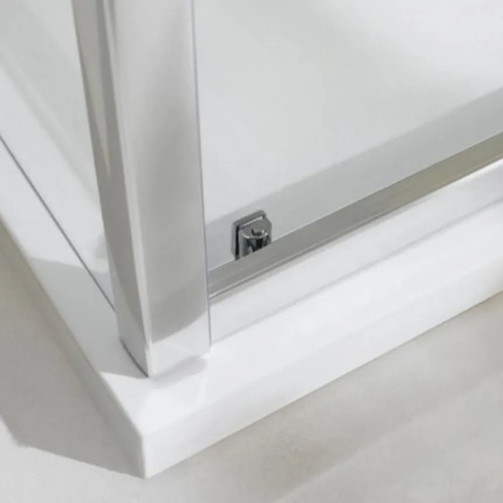 Cabină de duș cu ușă glisantă pătrată Apollo cu înveliș Easy Clean, fără cădiță de duș