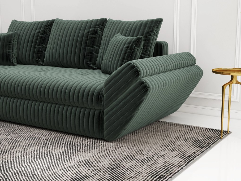 Canapea extensibilă dumonde cu ladă de depozitare si sezut confortabil din spuma high-density, Loana Ambience Green 250x100 cm