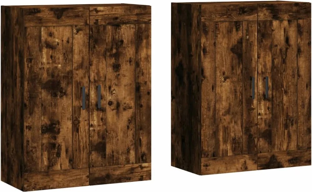 vidaXL Dulapuri de perete, 2 buc., stejar afumat, lemn prelucrat