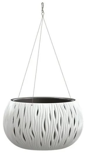 Ghiveci decorativ cu lant, rotund, alb, 29x19.5 cm, Sandy Bowl WS