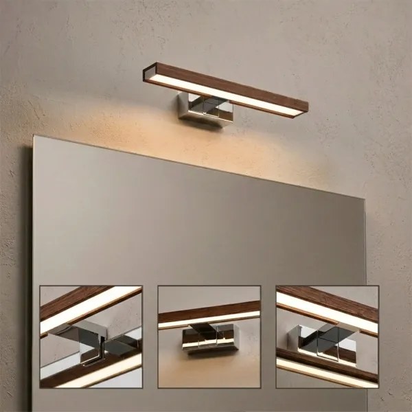 Brilagi-LED Iluminare pentru oglindă de baie 3-în-1 WOODY MIRROR LED/8W/230V IP44 crom/stejar cireș