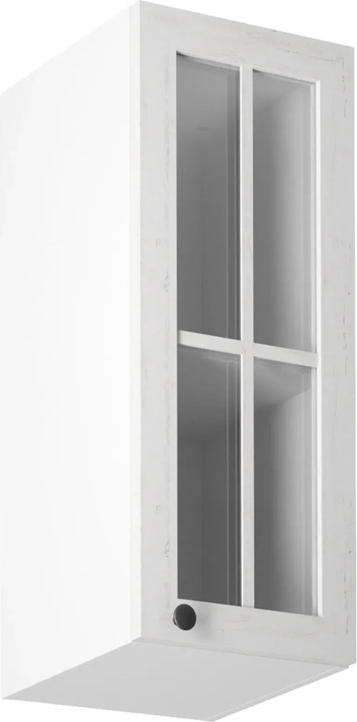 Dulap superior cu sticlă G30S, model dreapta, alb/pin Andersen, PROVEN