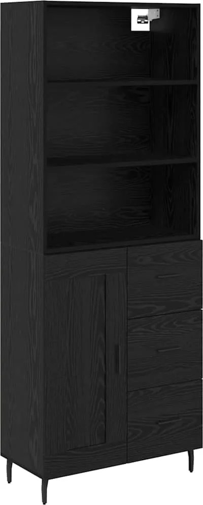 vidaXL Bufet cu sertar Stejar Negru 69,5 x 34 x 180 cm