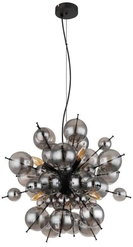 Lustra suspendata design modern UDO 6L negru/fumuriu
