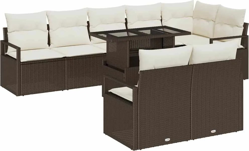 vidaXL Set de canapele pentru grădină 9 pcs Maro Rattan poli
