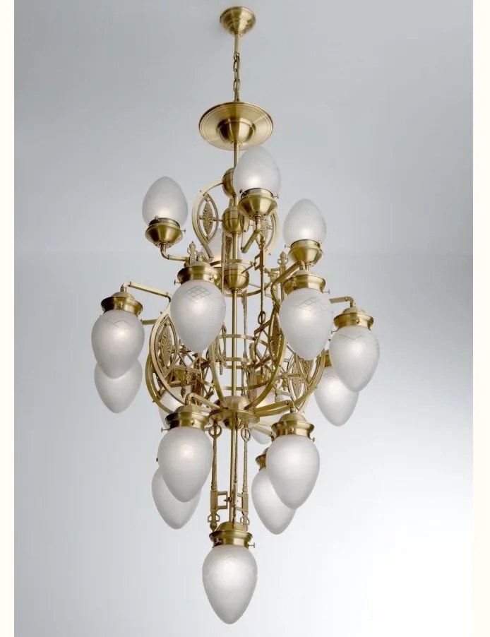 Candelabru cu 17 brate, elegant design LUX Budapest, bronz LU 1440/4+8+4+1 bronze/376 klar-matt OR