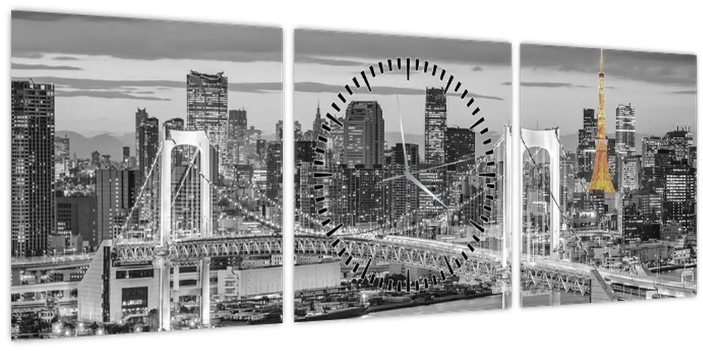 Tablou - Orașul mare cu turnul galben (cu ceas) (90x30 cm)