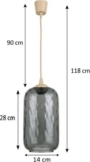 Brilagi - Lustră LED suspendată pe cablu R GLASS 1xE27/60W/230V Ø 14 cm bej/gri fumuriu