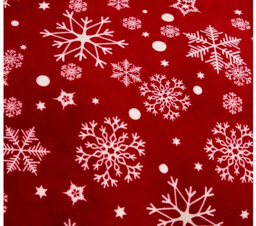 Set 2 buc Lenjerie cocolino SNOWFALL rosu + Cearsaf Cocolino microplus cu elastic SOFT 180x200 cm alb, pat dublu