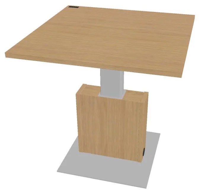 Masă de conferință reglabilă Verno+ 120 x 120 cm, stejar deschis