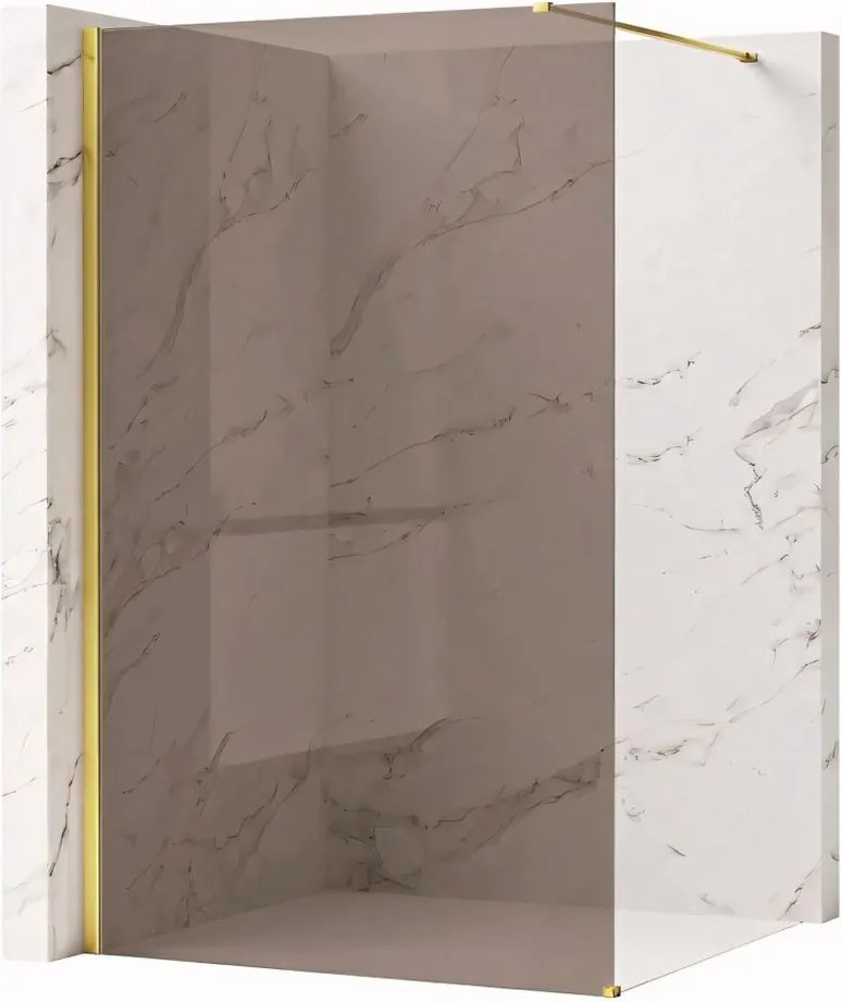 Paravan de dus fumuriu Rea Flexi Brown 130 cm auriu