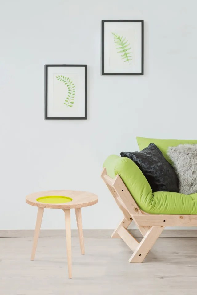 Masuta de cafea rotunda din lemn Addison 50x50x50 cm maro/galben