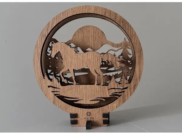 Li-Go 23598/DUB2 - Lampă decorativă de masă dimabilă LED/12W/230V 20x22 cm stejar