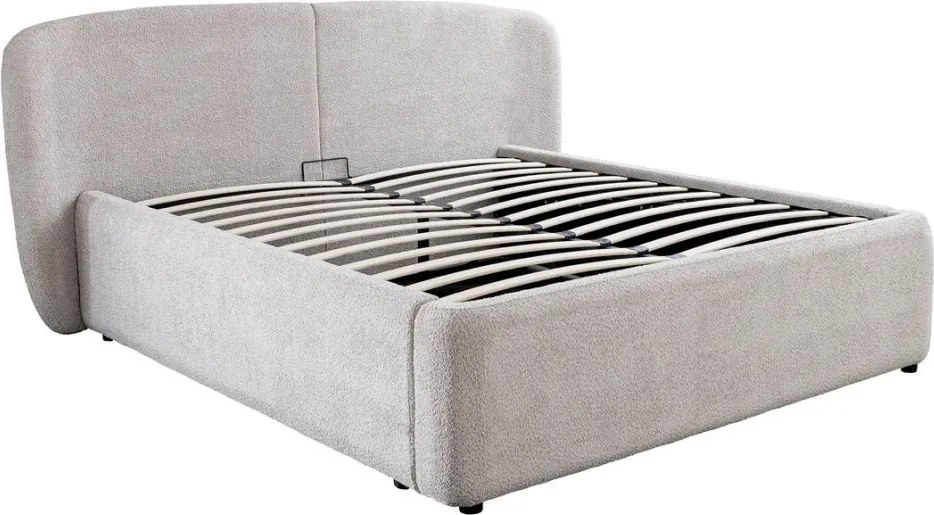 Pat ART DECO 180x200cm greige boucle cu spatiu de depozitare