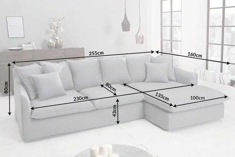 Canapea confortabila cu sezlong dreapta Heaven 255cm