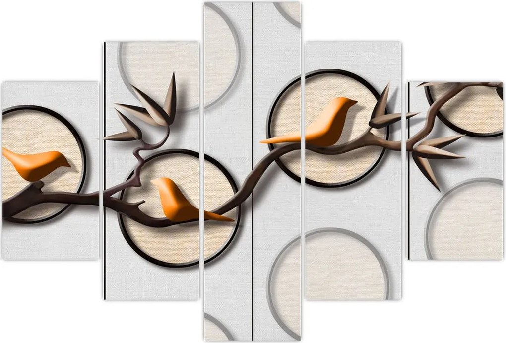 Tablou artistic - Păsărele pe creangă (150x105 cm)