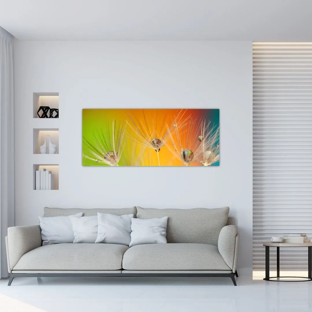Tablou cu picături pe plantă (120x50 cm)