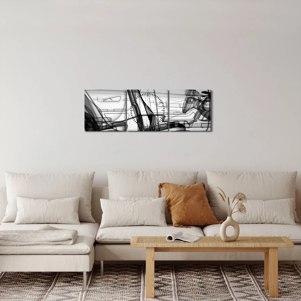Tablou - 3D model mașina (cu ceas) (90x30 cm)