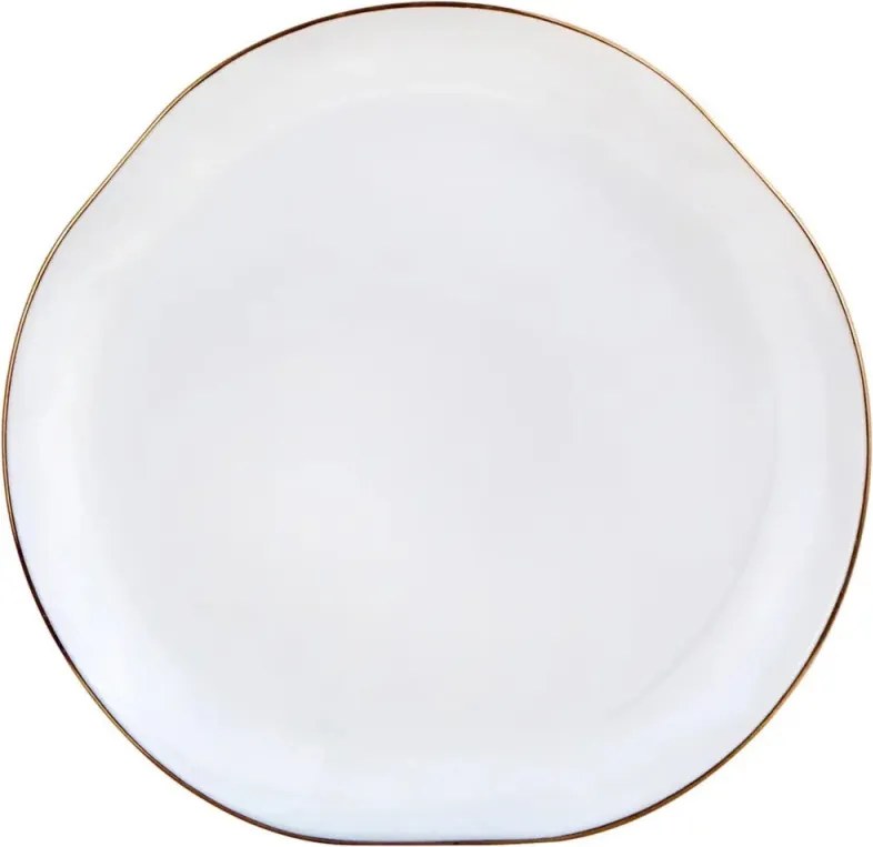 Set de masă Kinghoff KH 2037, 18 piese, pentru 6 persoane, sticlă opală, margine aurie, alb