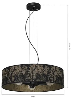 Lustră pe cablu SATINO 3xE27/60W/230V neagră/aurie