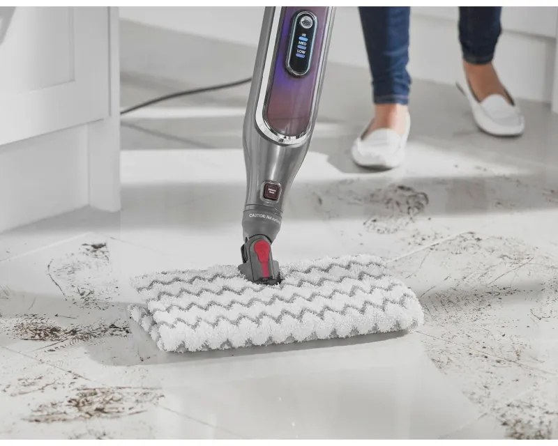 Mop curatare cu aburi Shark S6003EU, 1200W, 0,35 L, 3 setari, Tehnologie Klick'n Flip, Steam Blaster, Lavete mop Dirt Grip, Gri/Violet