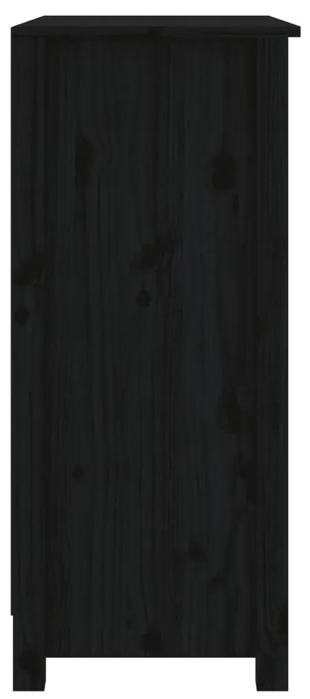 Servanta, negru, 70x35x80 cm, lemn masiv de pin 1, Negru, Servanta cu 2 usi