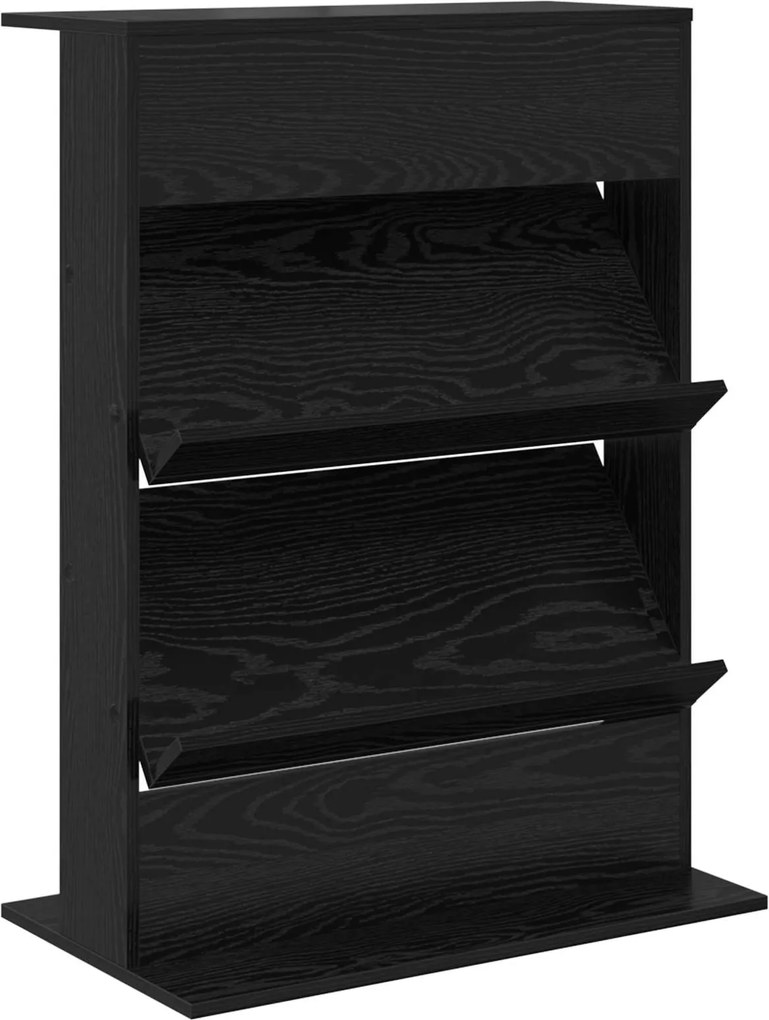 vidaXL Raft pentru reviste Stejar Negru 70 x 41 x 96 cm Lemn compozit