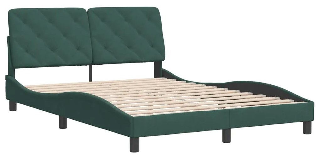 3207920 vidaXL Cadru de pat cu tăblie, verde închis, 140x190 cm, catifea