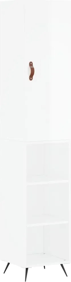 vidaXL Dulap înalt, alb extralucios, 34,5x34x180 cm, lemn prelucrat