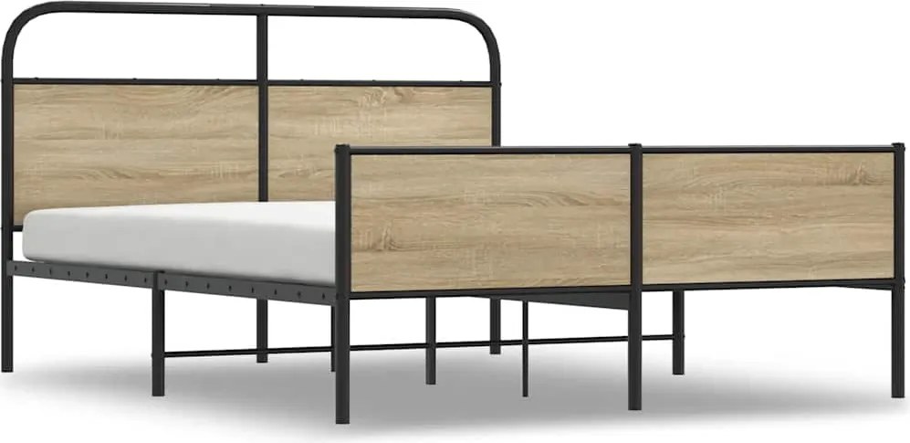 vidaXL Cadru pat metalic fără saltea, stejar fumuriu, 180x200 cm