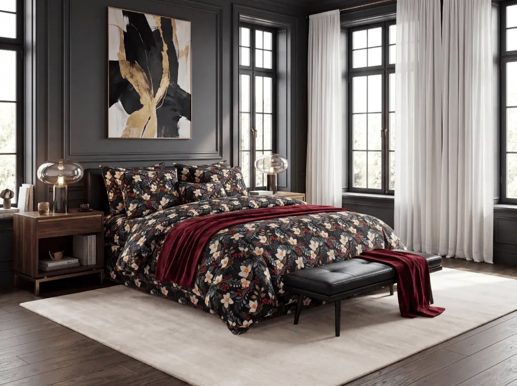 Lenjerie de pat din microfibra WINTER MAGNOLIA colorata Dimensiune lenjerie de pat: 2 buc 70 x 90 cm | 200 x 220 cm