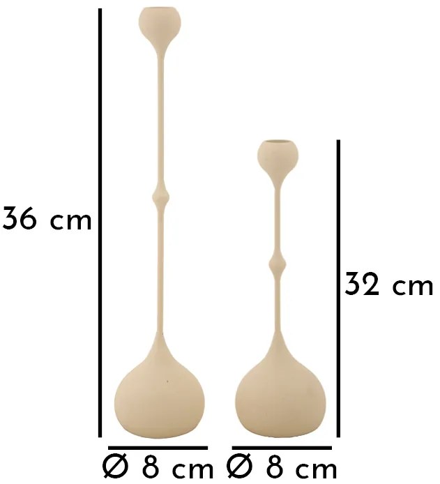 Mauro Ferretti Set Suport Lumânare Slimmy Crem 2 Bucăți Cm Ø 8X26-8X35 | Aosom Romania