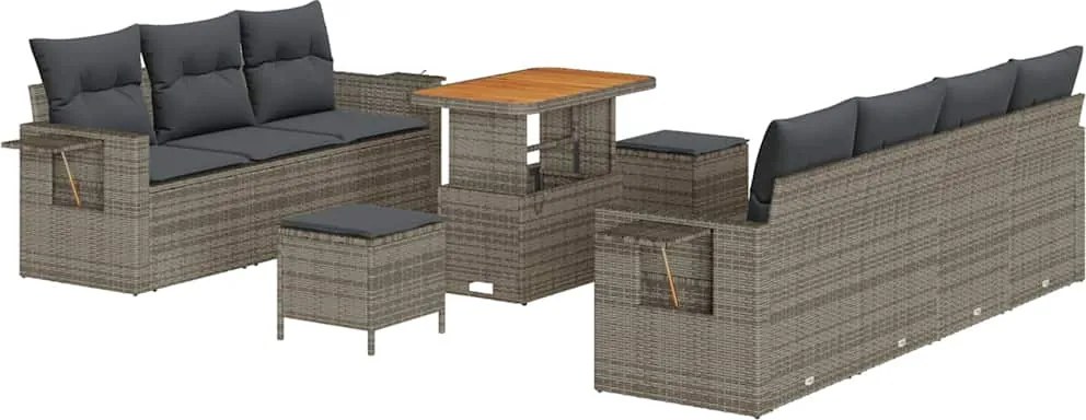 vidaXL Set de canapele pentru grădină cu pernă 10 pcs Gri