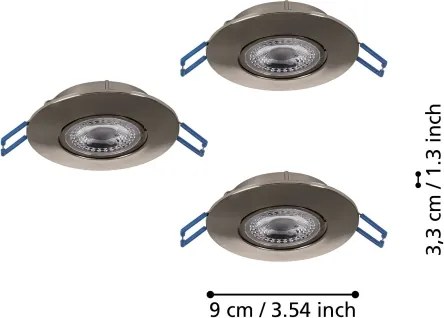 Eglo 300193 - Set 3x spoturi LED încastrate GEDREZ LED/4,9W/230V Ø 9 cm crom
