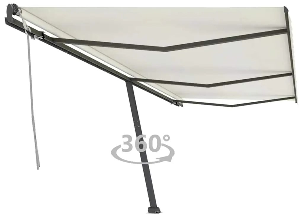 vidaXL Copertină autonomă retractabilă manual, crem, 600x300 cm