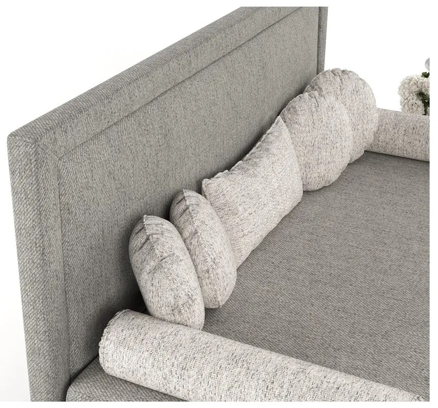 Pat gri tapițat 90x200 cm Scala – Maison de Rêve