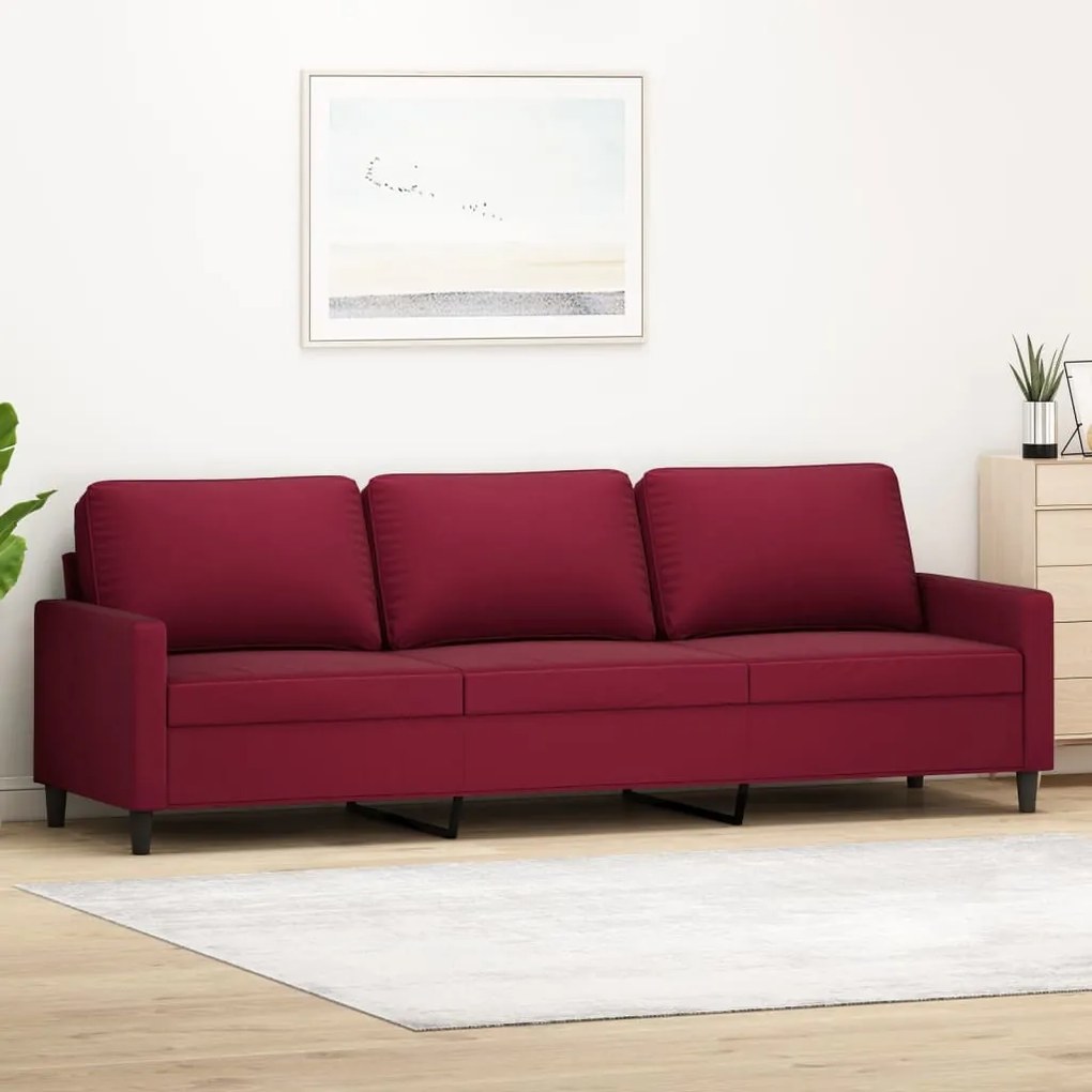 Canapea cu 3 locuri, rosu vin, 210 cm, catifea Bordo, 228 x 77 x 80 cm