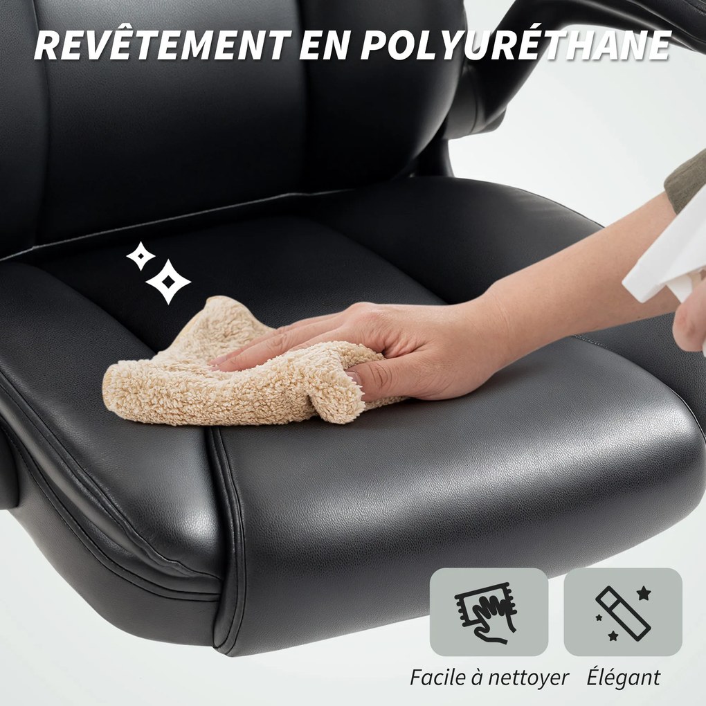 HOMCOM Scaun de birou cu brațe rabatabile, scaun de birou ergonomic, înălțime reglabilă, funcție de balans, negru | Aosom Romania