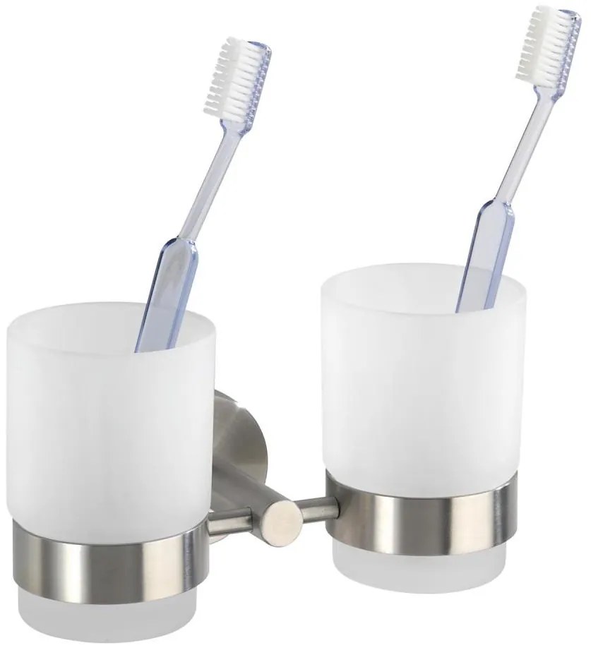 WENKO 19638100 - Suport pentru periuțe de dinți BOSIO MATT, 17,5 x 9,5 cm, inox/argintiu