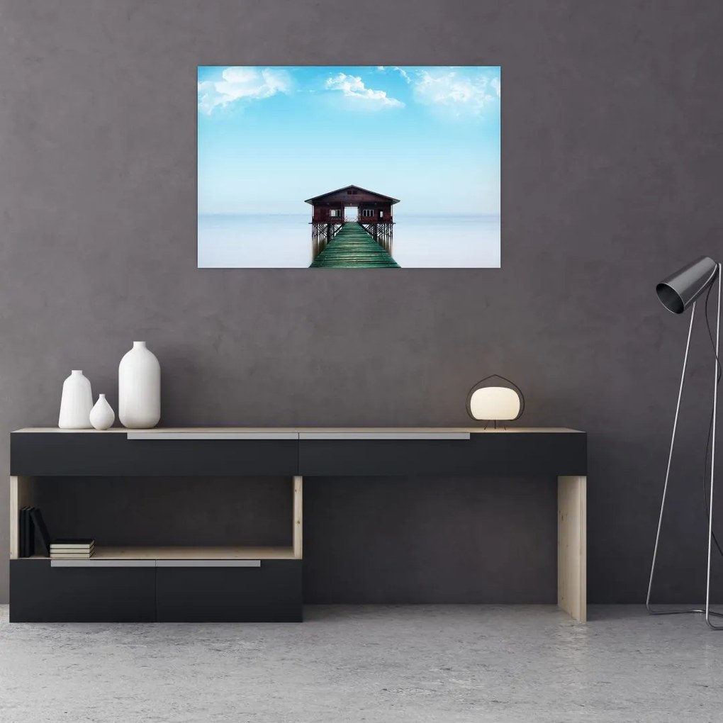 Tablou cu casă pe mare (90x60 cm)
