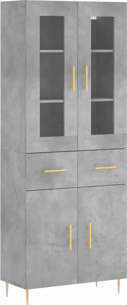 vidaXL Dulap înalt, gri beton, 69,5x34x180, lemn compozit