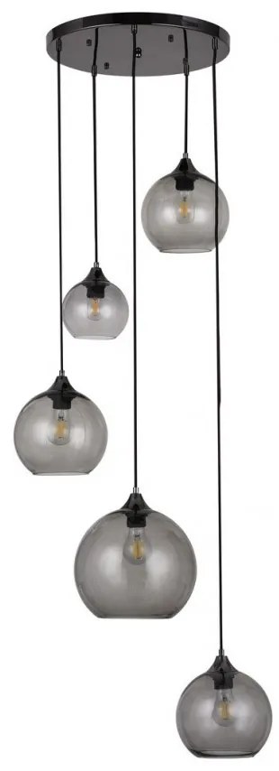 Lustra cu 5 pendule din sticla fumurie Tanesha 6440 RX