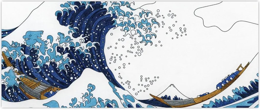 Tablou - Desen japonez, valuri (120x50 cm)