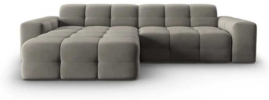 Colțar gri cu tapițerie din catifea (pe partea stângă) Kendal – Micadoni Home