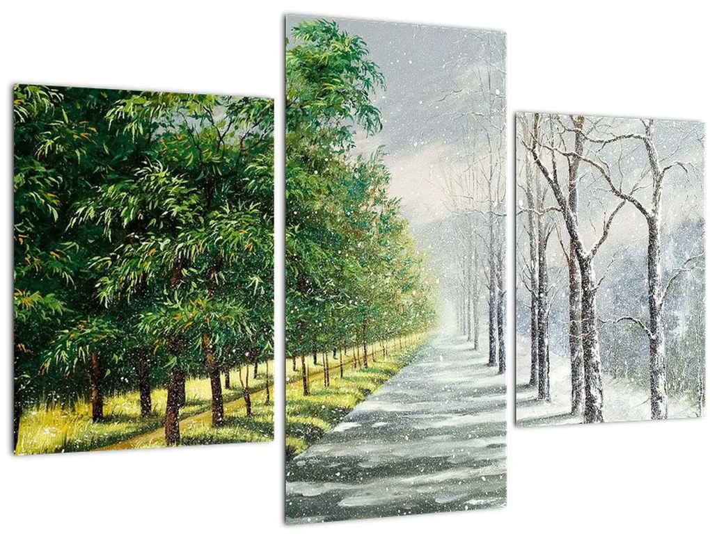 Tablou - Iarna versus vara (90x60 cm)