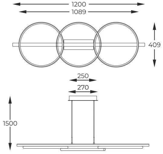 Lustră LED pe cablu Zuma Line MD3913-3-3BWLT ALMERIA LED/35W/230V